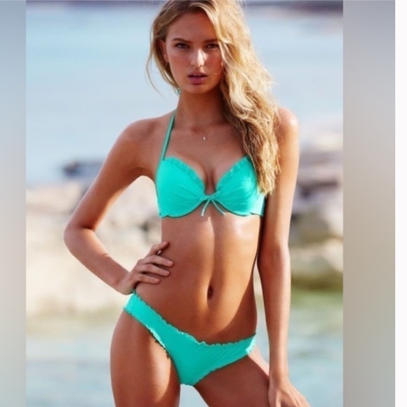 Victoria's Secret neon yellow scrunched butt ruffle bikini bottom Vintage - Picture 1 of 6
